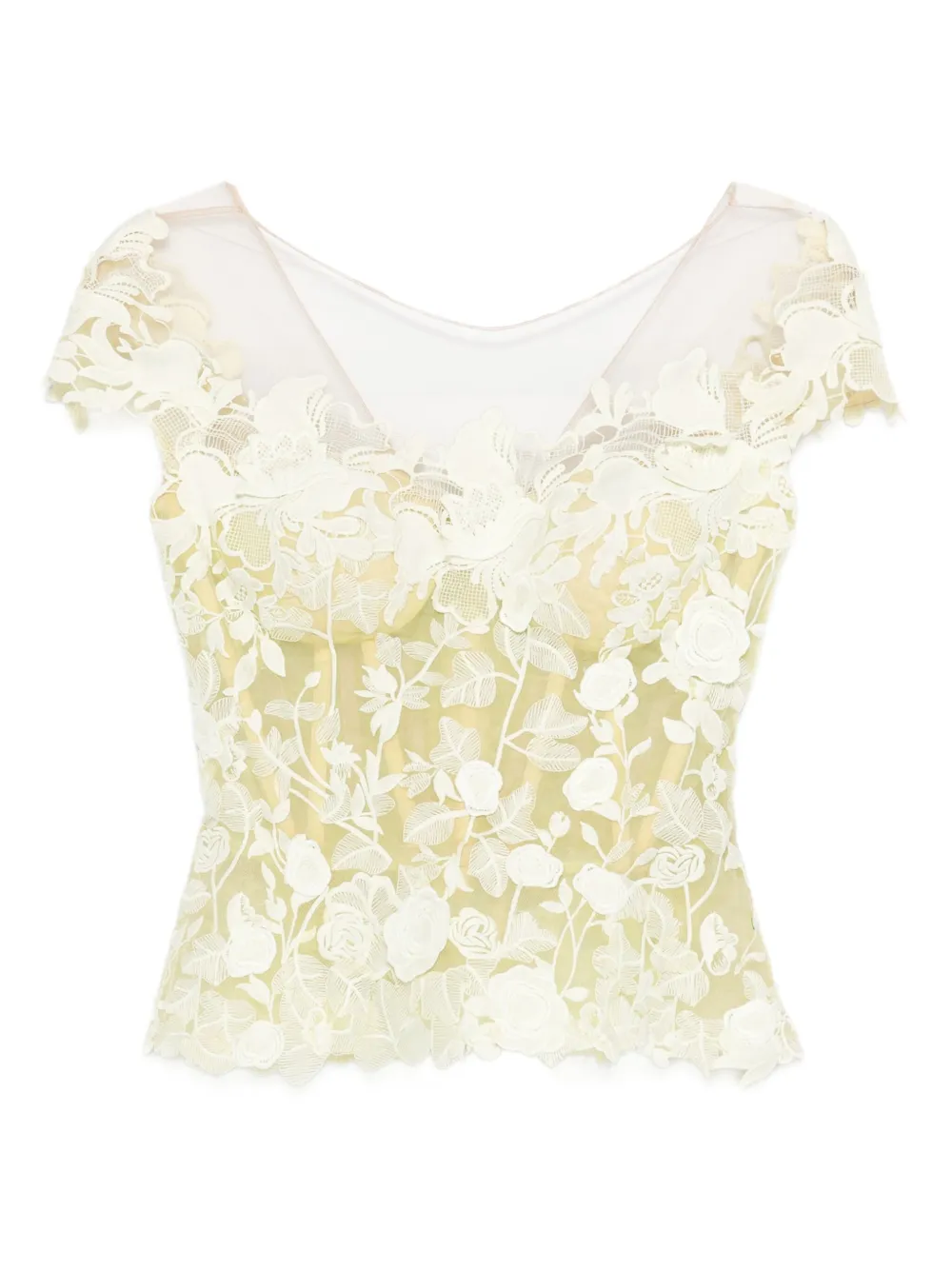 Gemy Maalouf floral lace top | Yellow | Image 1