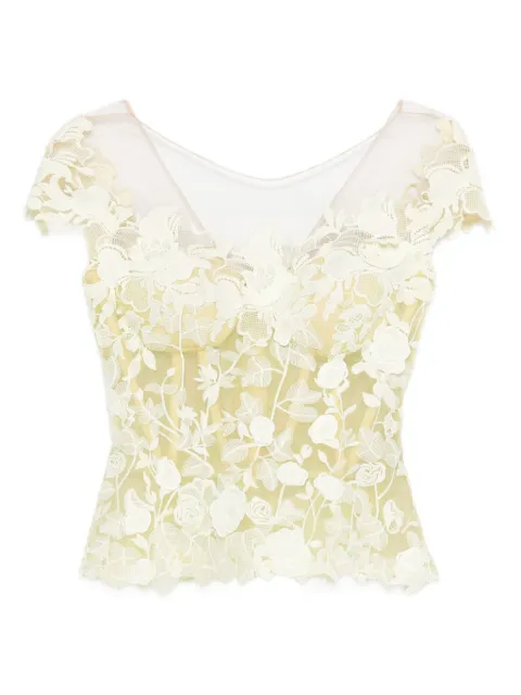 Gemy Maalouf top con encaje floral
