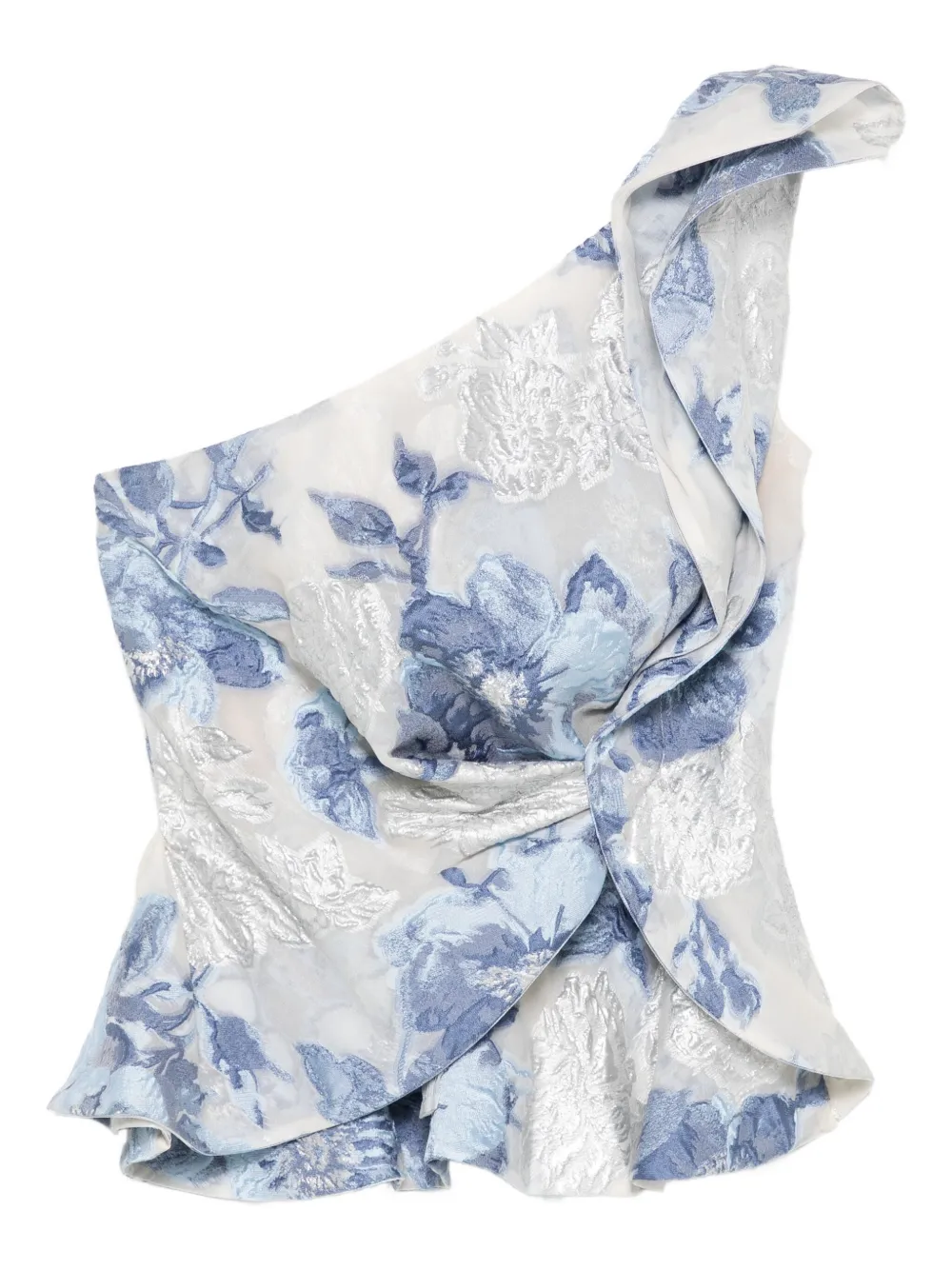 Gemy Maalouf floral-print one-shoulder top | Blue | Image 1