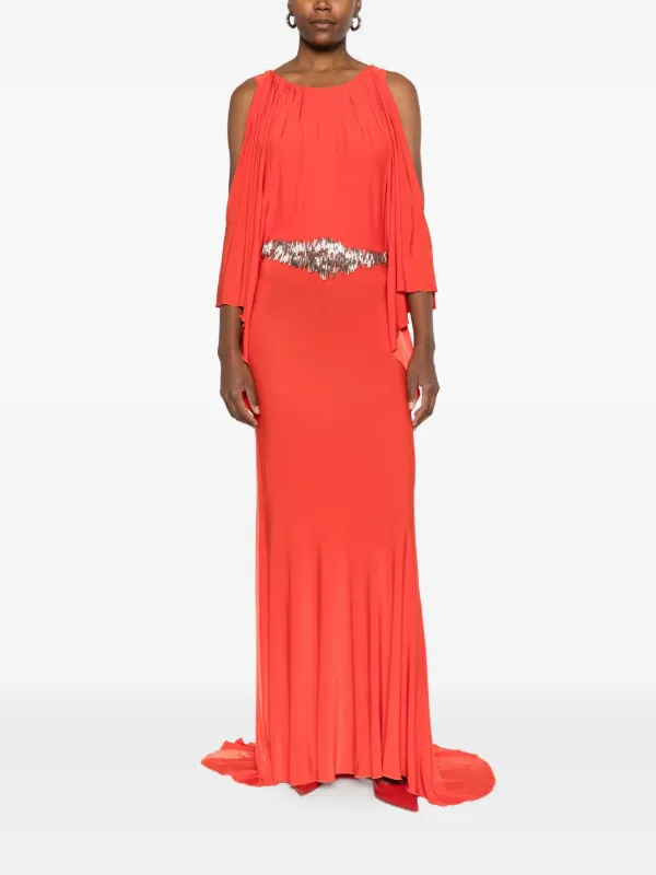 Gemy Maalouf embellished pleated maxi dress