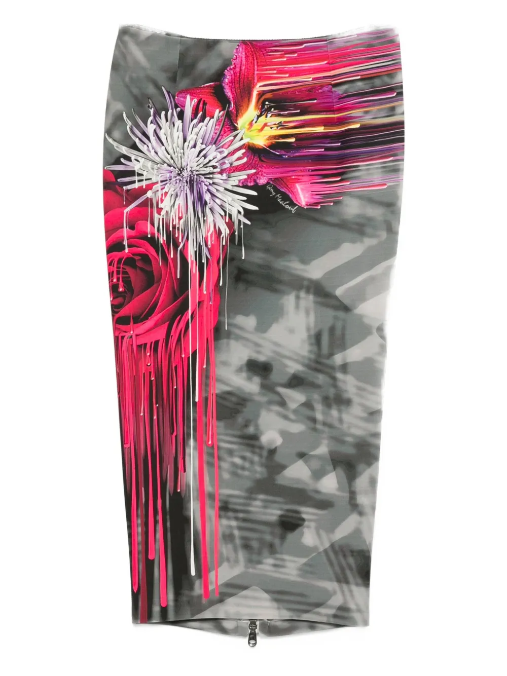 Gemy Maalouf Gonna a fiori - Grigio