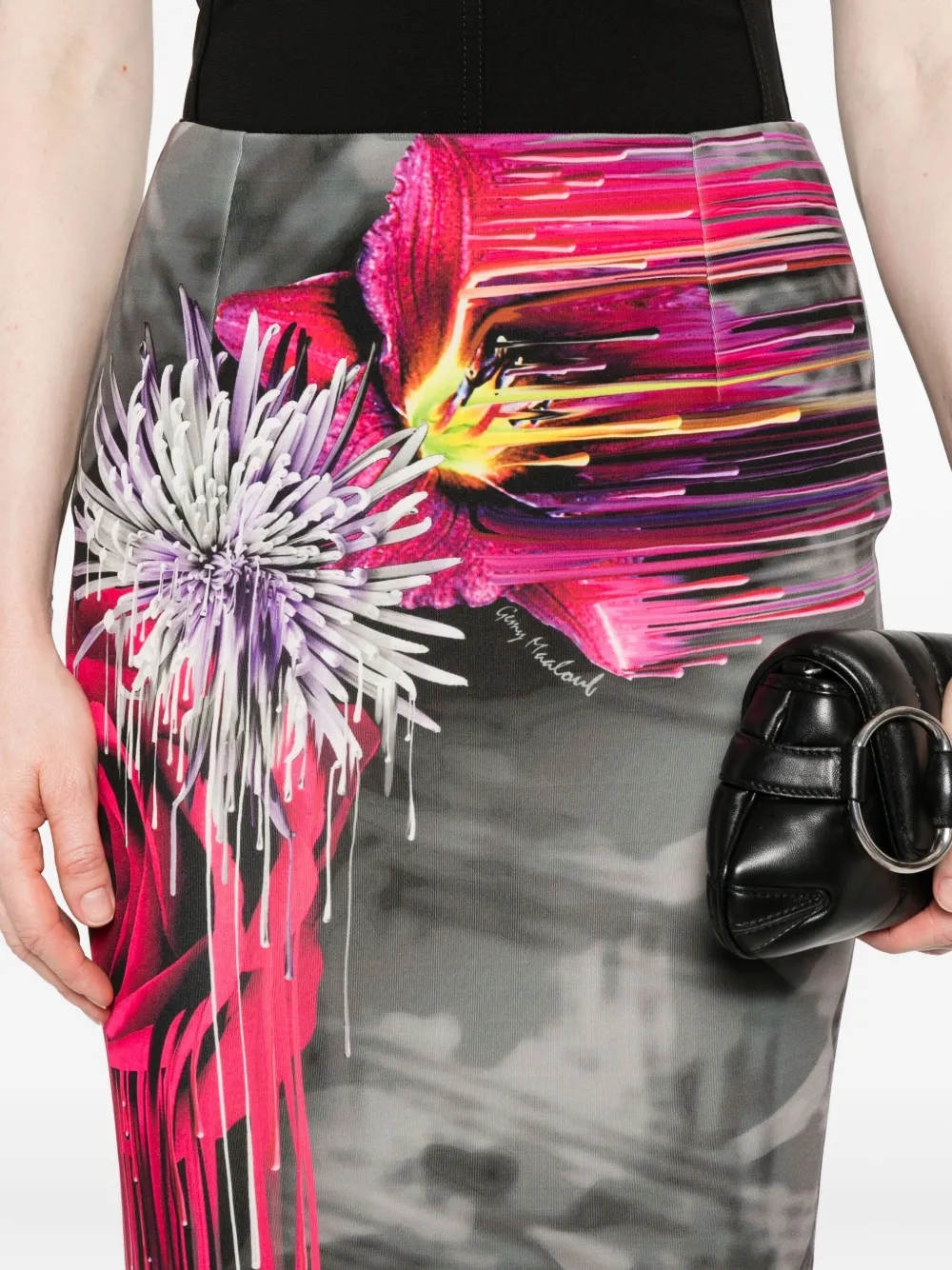 Gemy Maalouf Floral-print Zip-front Skirt In Multi