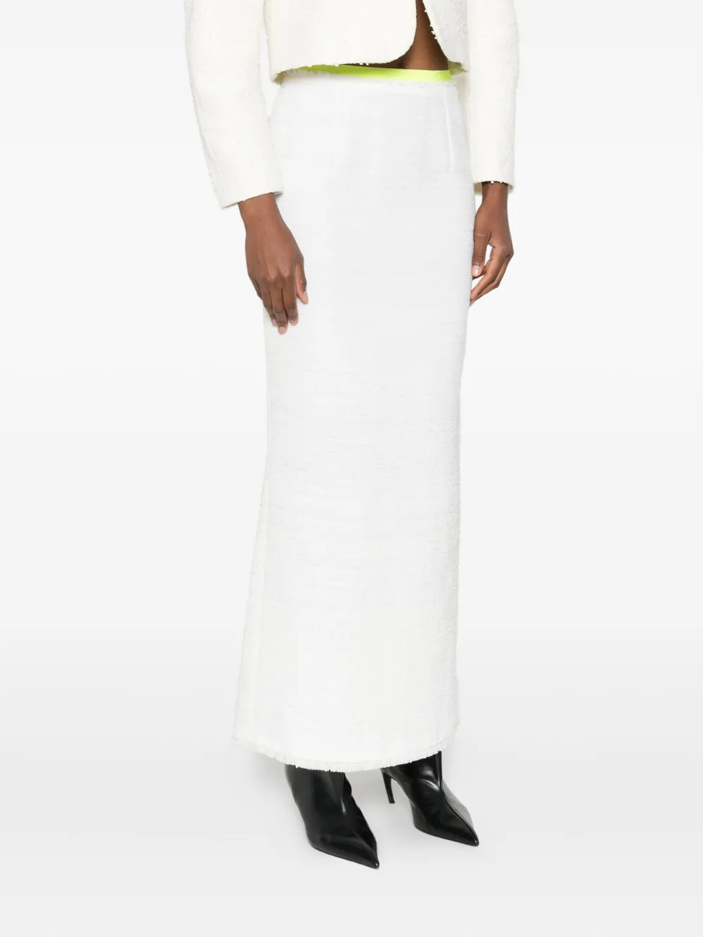 Gemy Maalouf Frayed-edges Midi Skirt In White