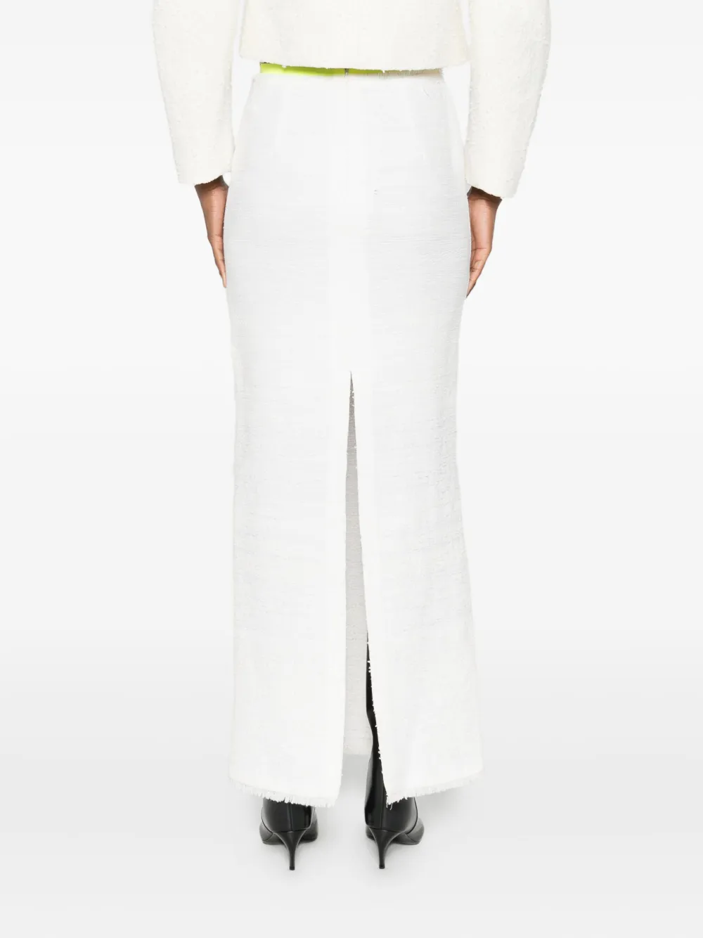 Gemy Maalouf Frayed-edges Midi Skirt In White