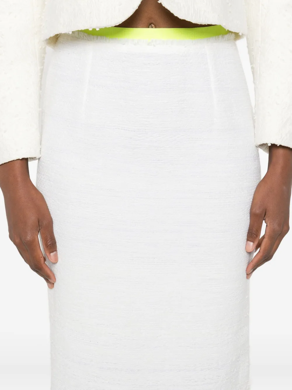 Gemy Maalouf Frayed-edges Midi Skirt In White