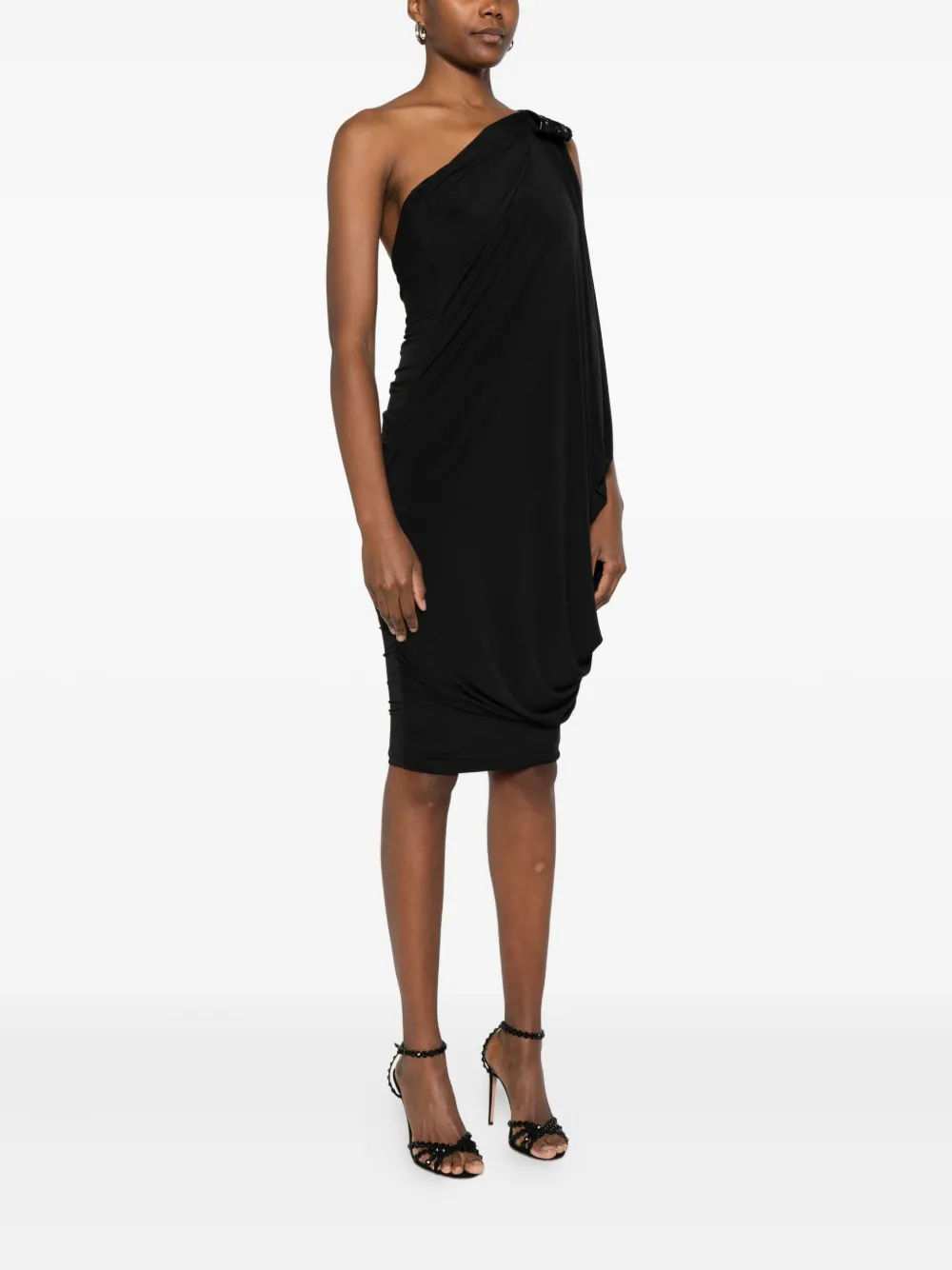 Gemy Maalouf Sequin-embellished One-shoulder Dress In Black
