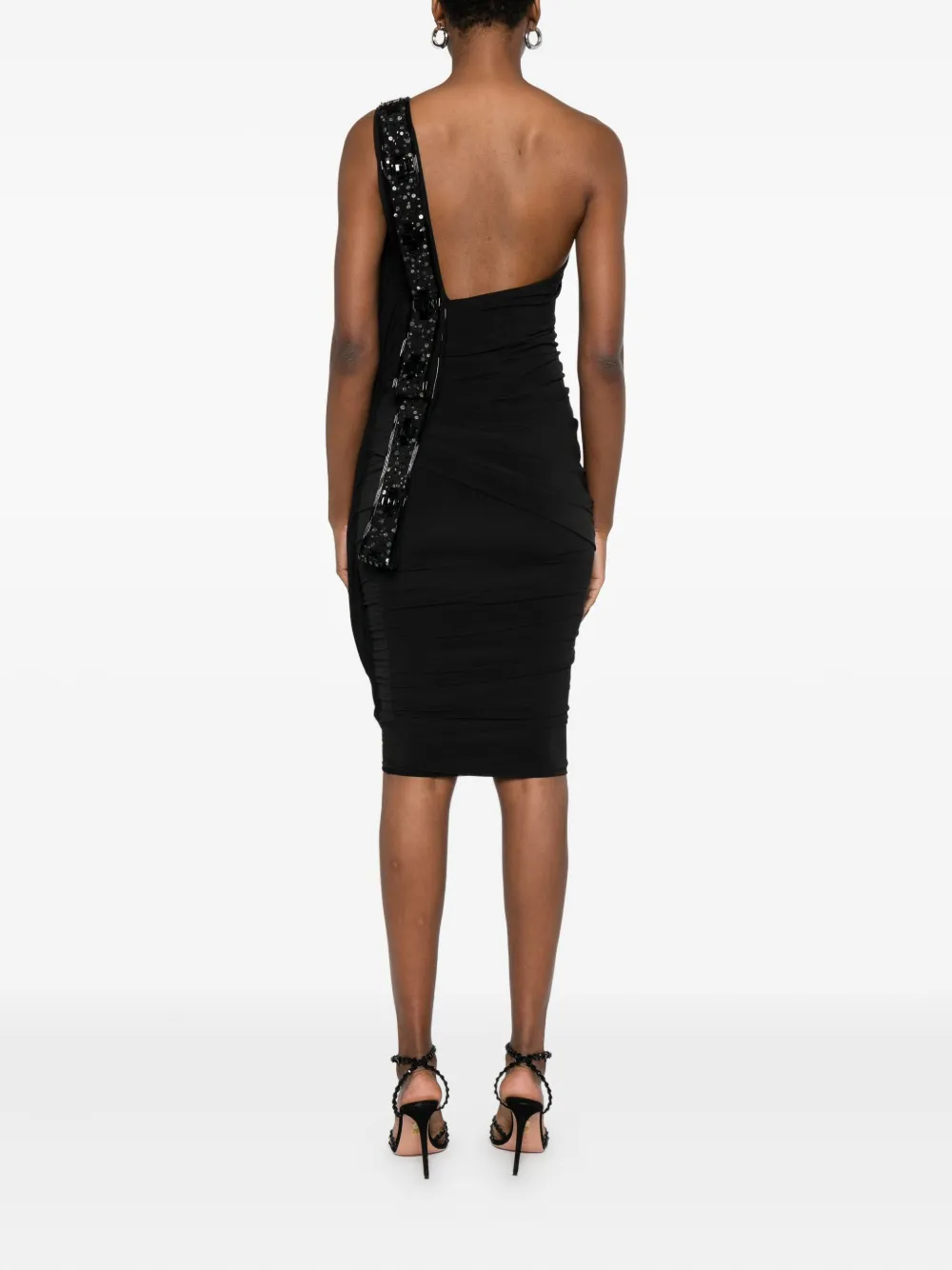 Gemy Maalouf Sequin-embellished One-shoulder Dress In Black