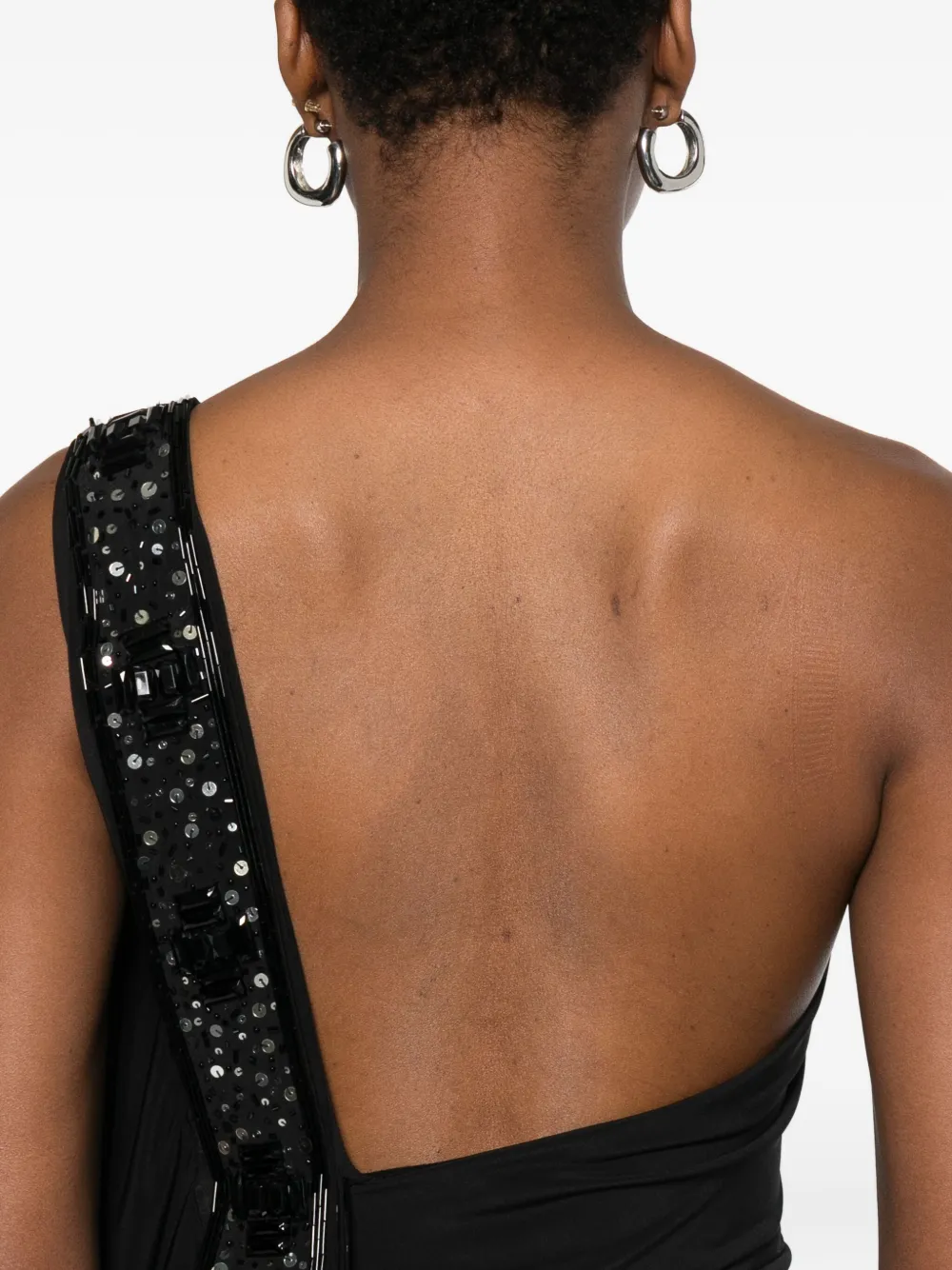 Gemy Maalouf Sequin-embellished One-shoulder Dress In Black