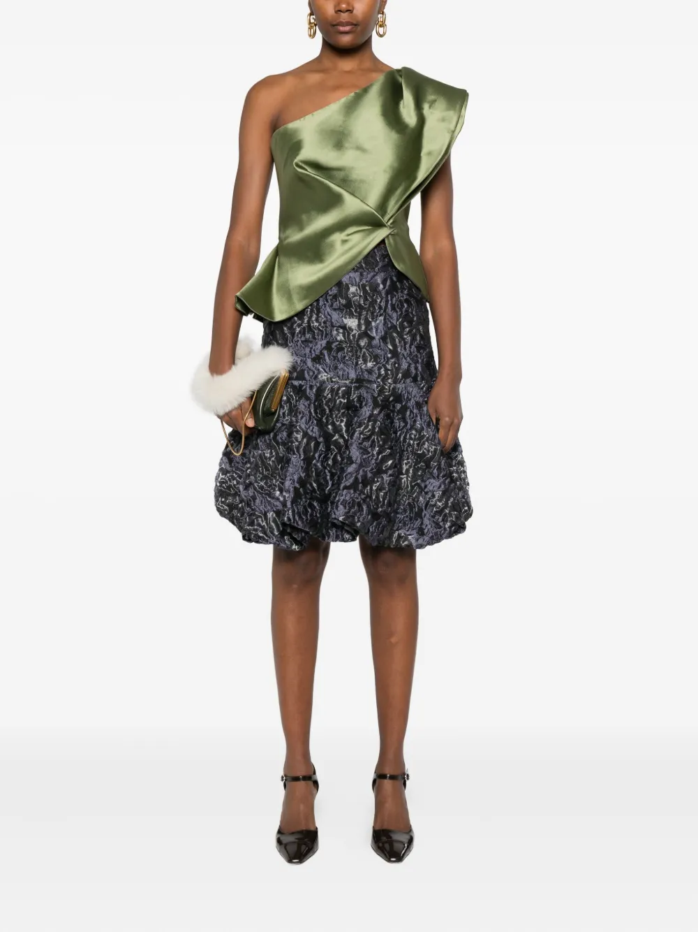 Gemy Maalouf Kokerrok met bloemenprint - Blauw