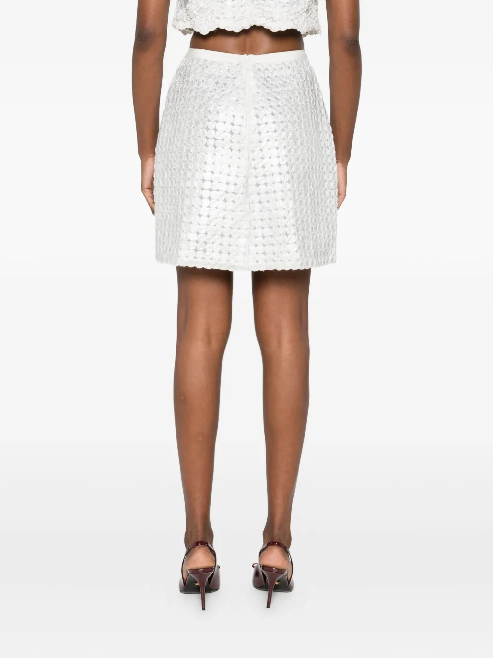 Gemy Maalouf Sequin-embellished Miniskirt In Silver