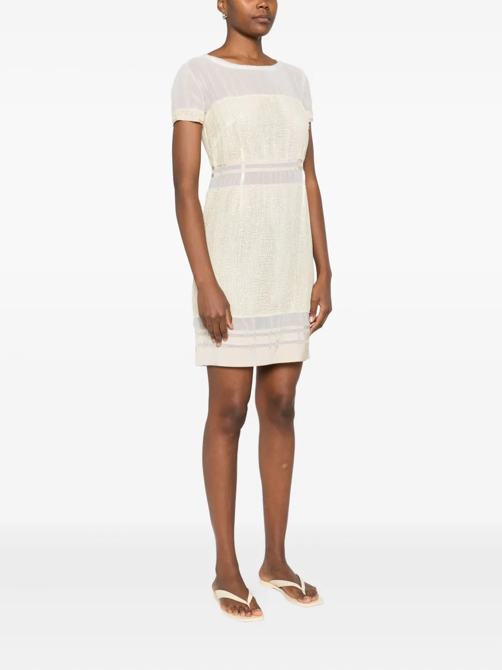 Gemy Maalouf Mini-jurk met mesh vlak Beige