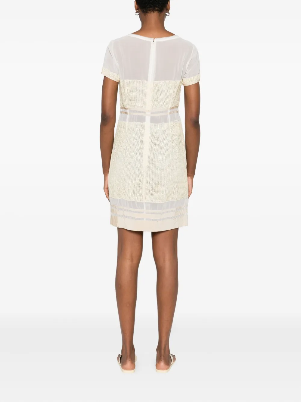 Gemy Maalouf Mini-jurk met mesh vlak Beige