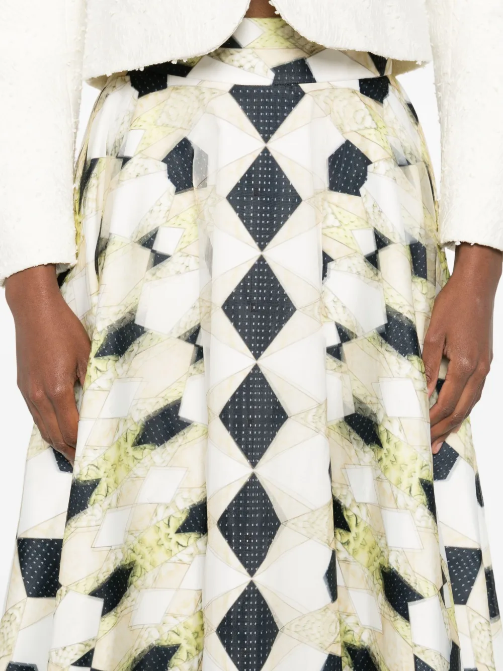 Gemy Maalouf Geometric-print Pleated Skirt In Multi