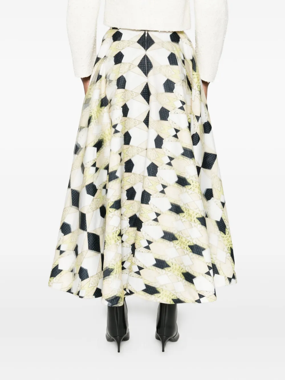 Gemy Maalouf Geometric-print Pleated Skirt In Multi