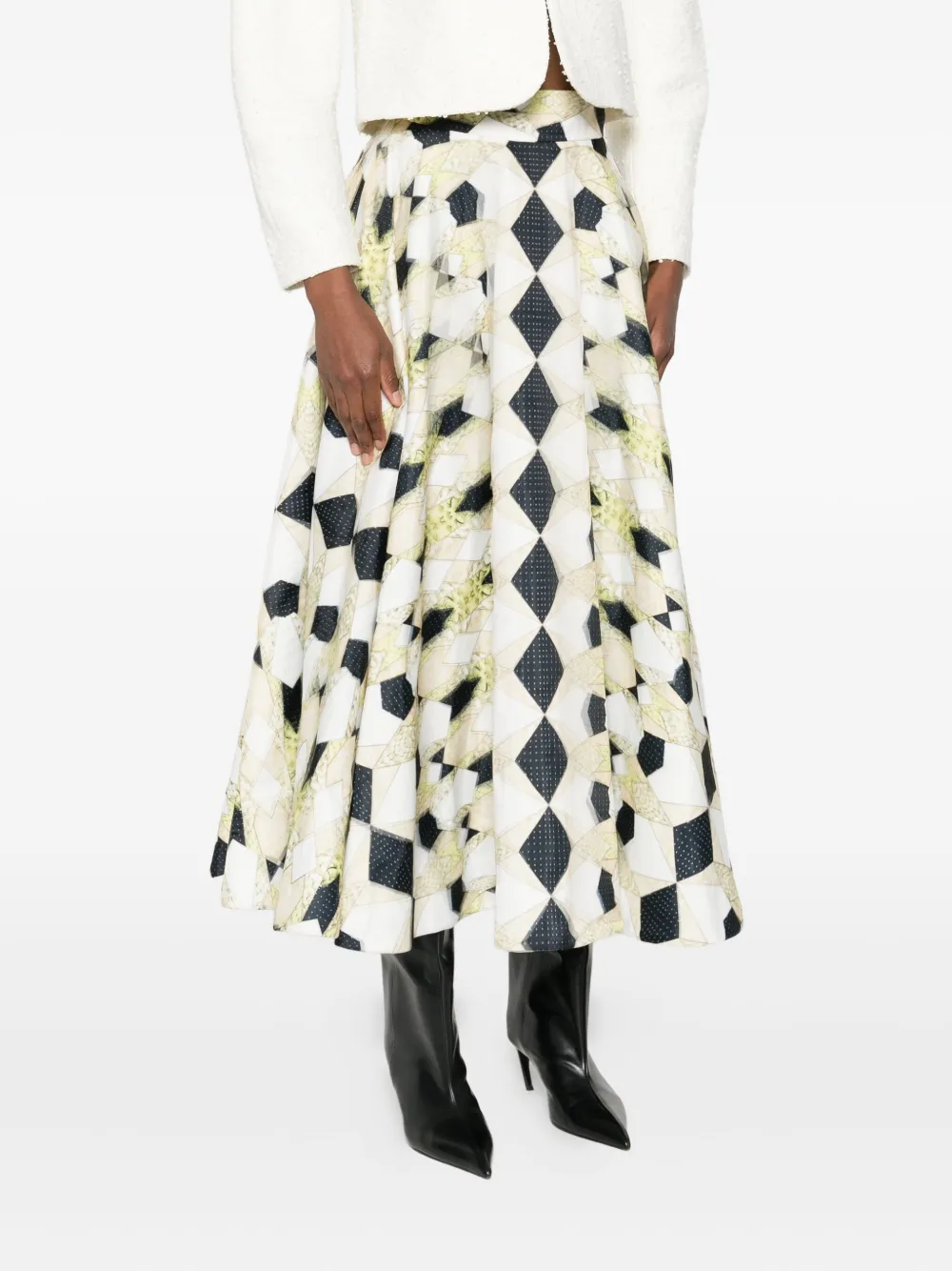 Gemy Maalouf Geometric-print Pleated Skirt In Multi