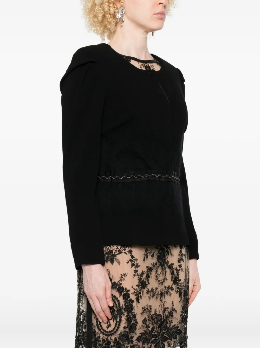 Gemy Maalouf Embellished Puff-sleeve Jacket In Black