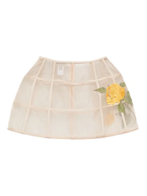 Gemy Maalouf rose-embroidery panelled mini skirt