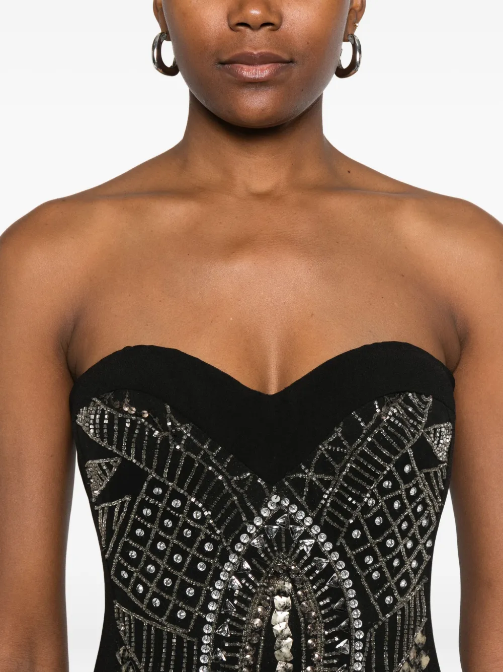Gemy Maalouf Embellished Strapless Mini Dress In Black