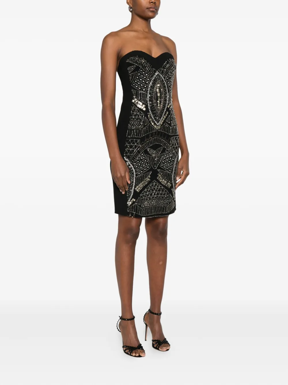 Gemy Maalouf Embellished Strapless Mini Dress In Black