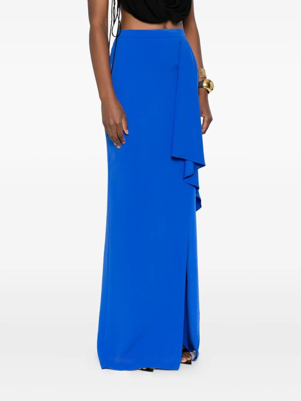 Gemy Maalouf Ruffled Asymmetric Maxi Skirt In Blue