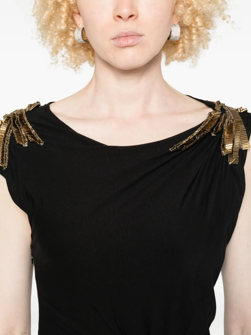 Gemy Maalouf Verfraaide maxi-jurk Zwart