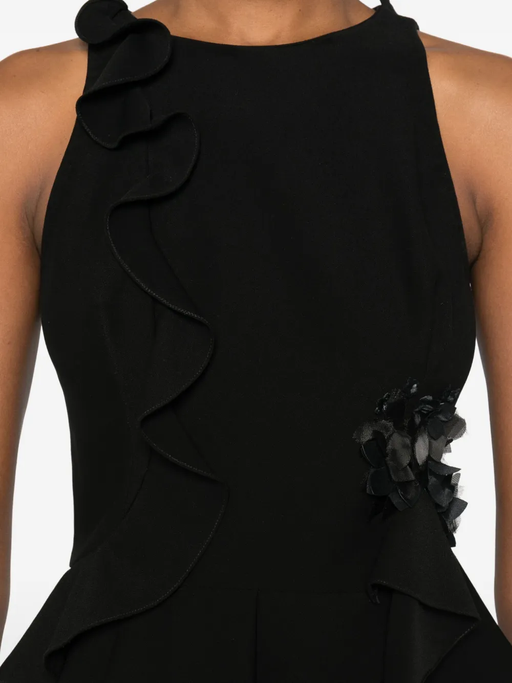 Gemy Maalouf Top met ruches en bloemenprint Zwart