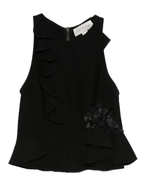 Gemy Maalouf ruffled floral-embellished top
