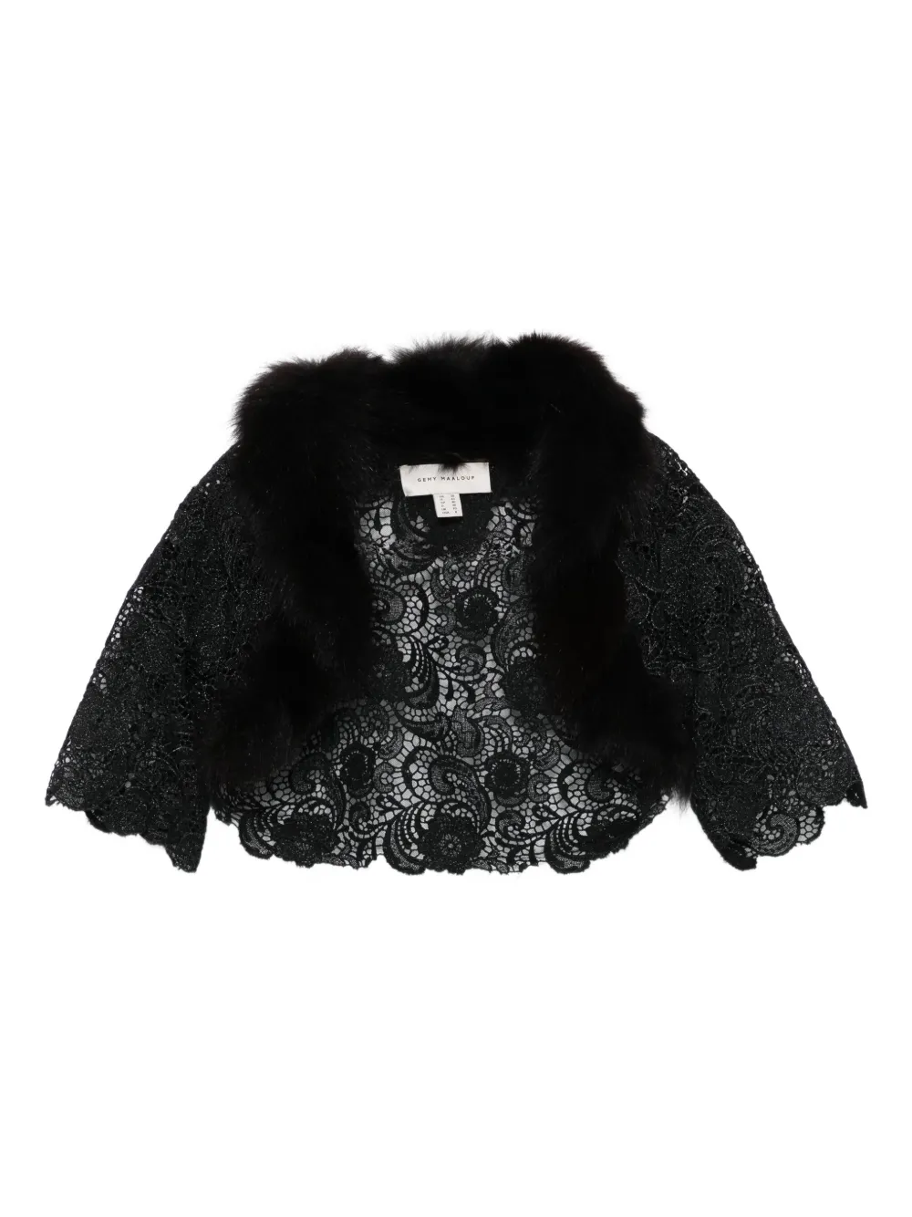 Gemy Maalouf Lace Fur-trimmed Bolero In Black