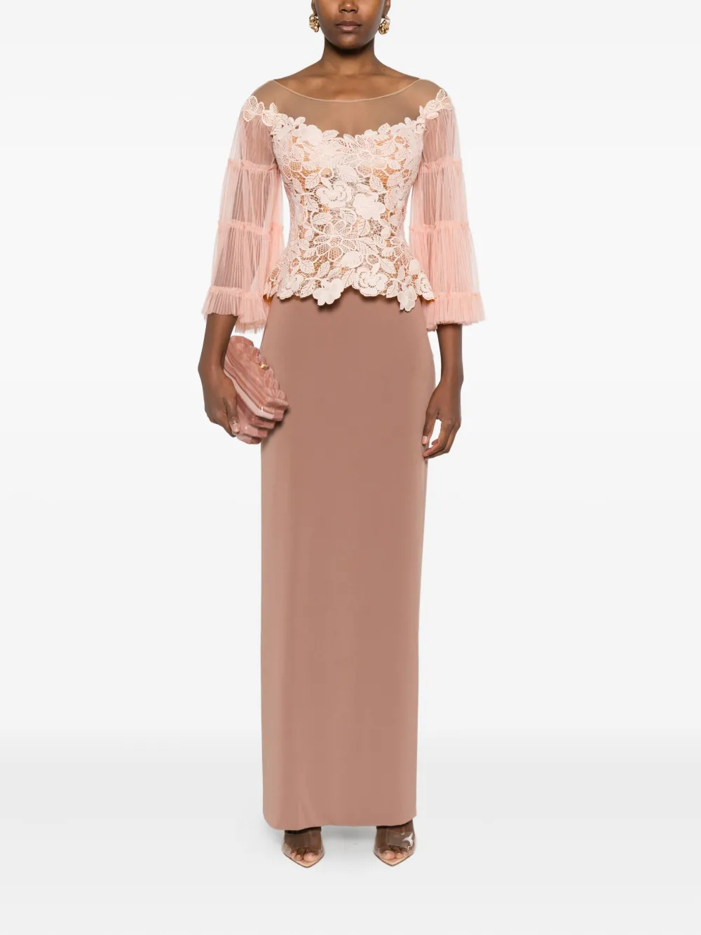 Gemy Maalouf Top met ruches en kanten afwerking - Roze