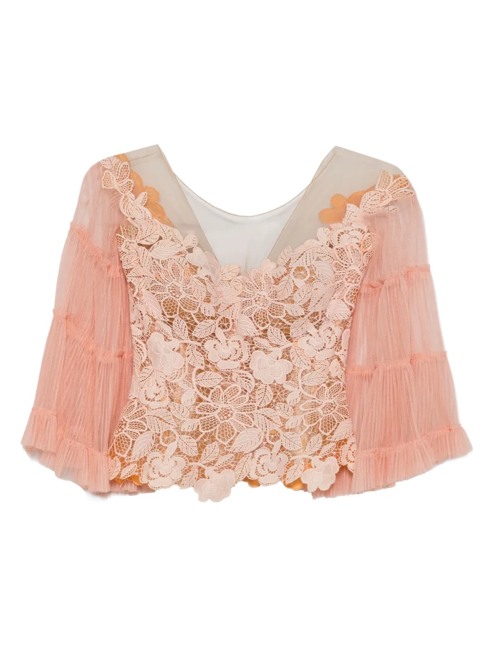 Gemy Maalouf lace-trimmed ruffled top | Pink | Image 1