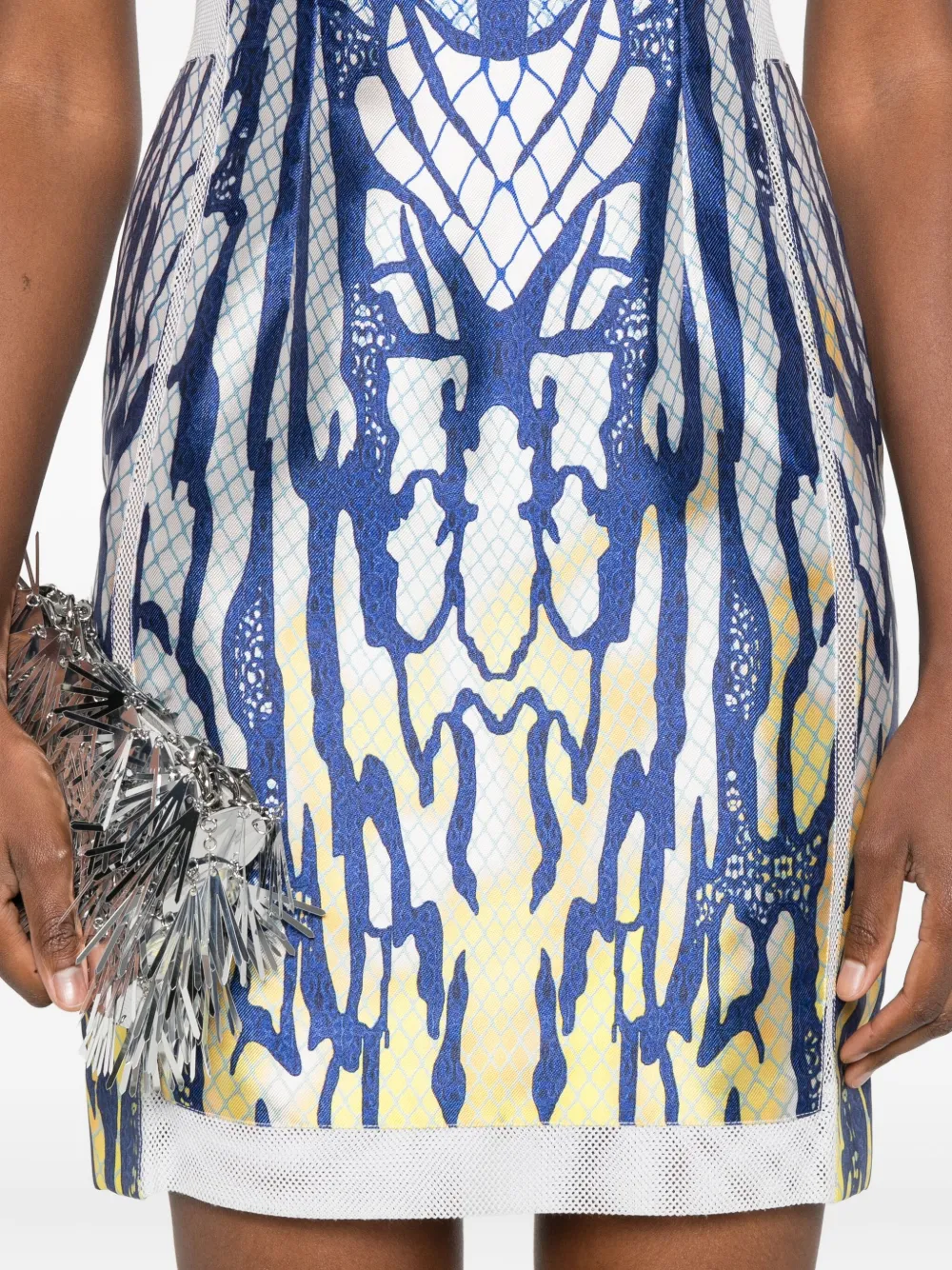 Gemy Maalouf Mesh-insert Mini Dress In Blue