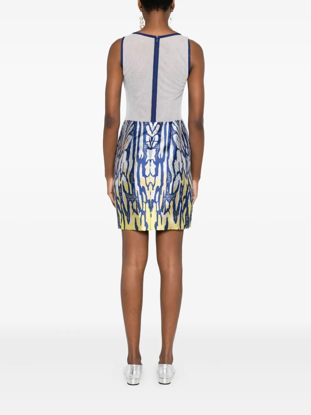 Gemy Maalouf Mesh-insert Mini Dress In Blue