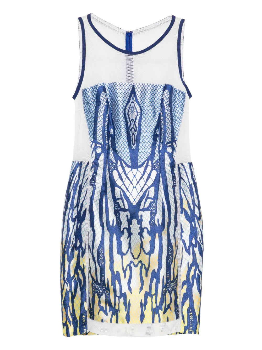 Gemy Maalouf Mesh-insert Mini Dress In Blue