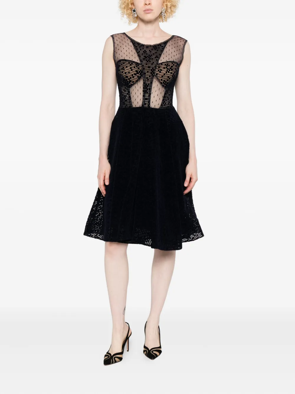 Gemy Maalouf Mesh-insert V-neck Mini Dress In Blue