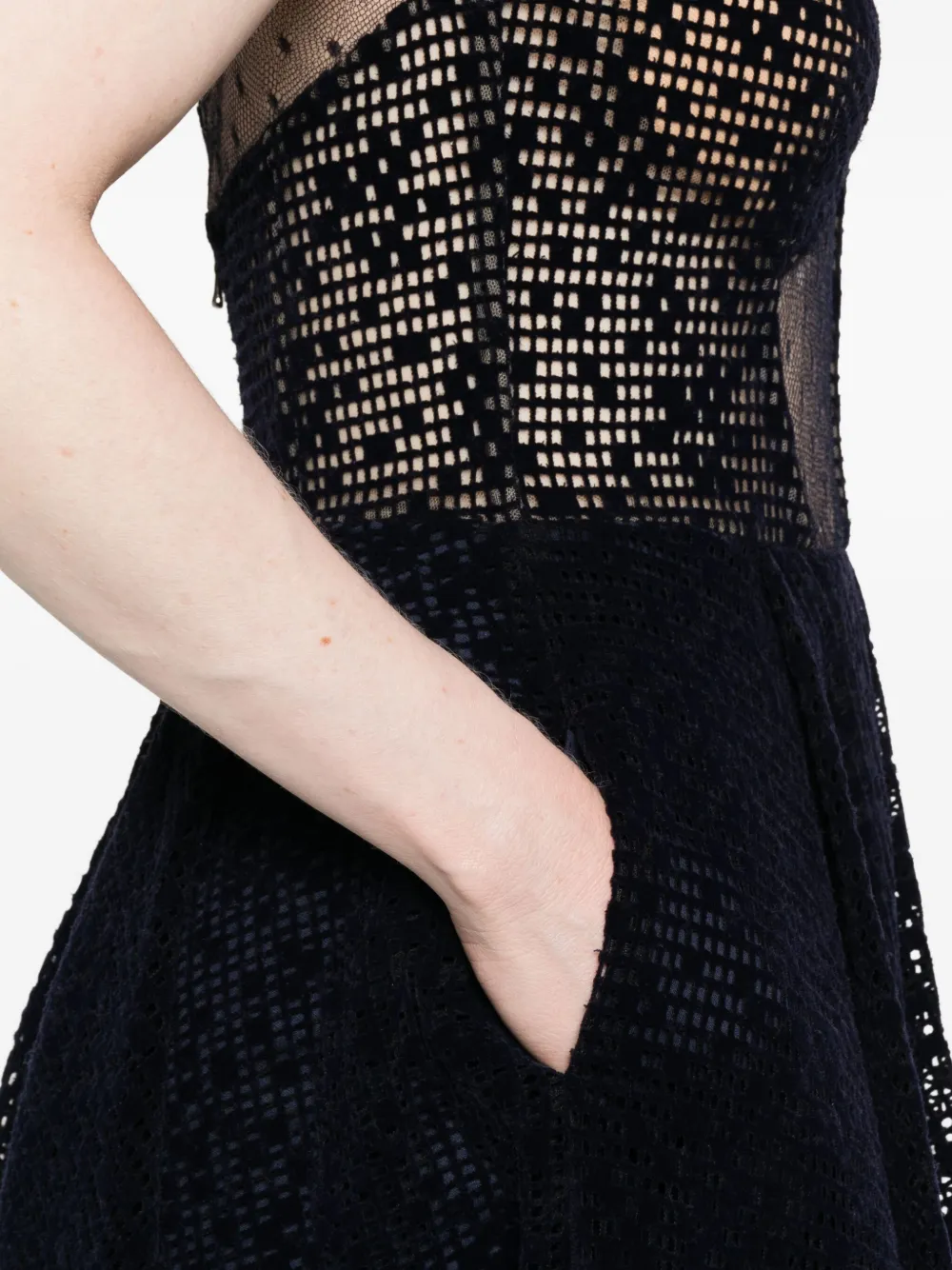 Gemy Maalouf Mesh-insert V-neck Mini Dress In Blue