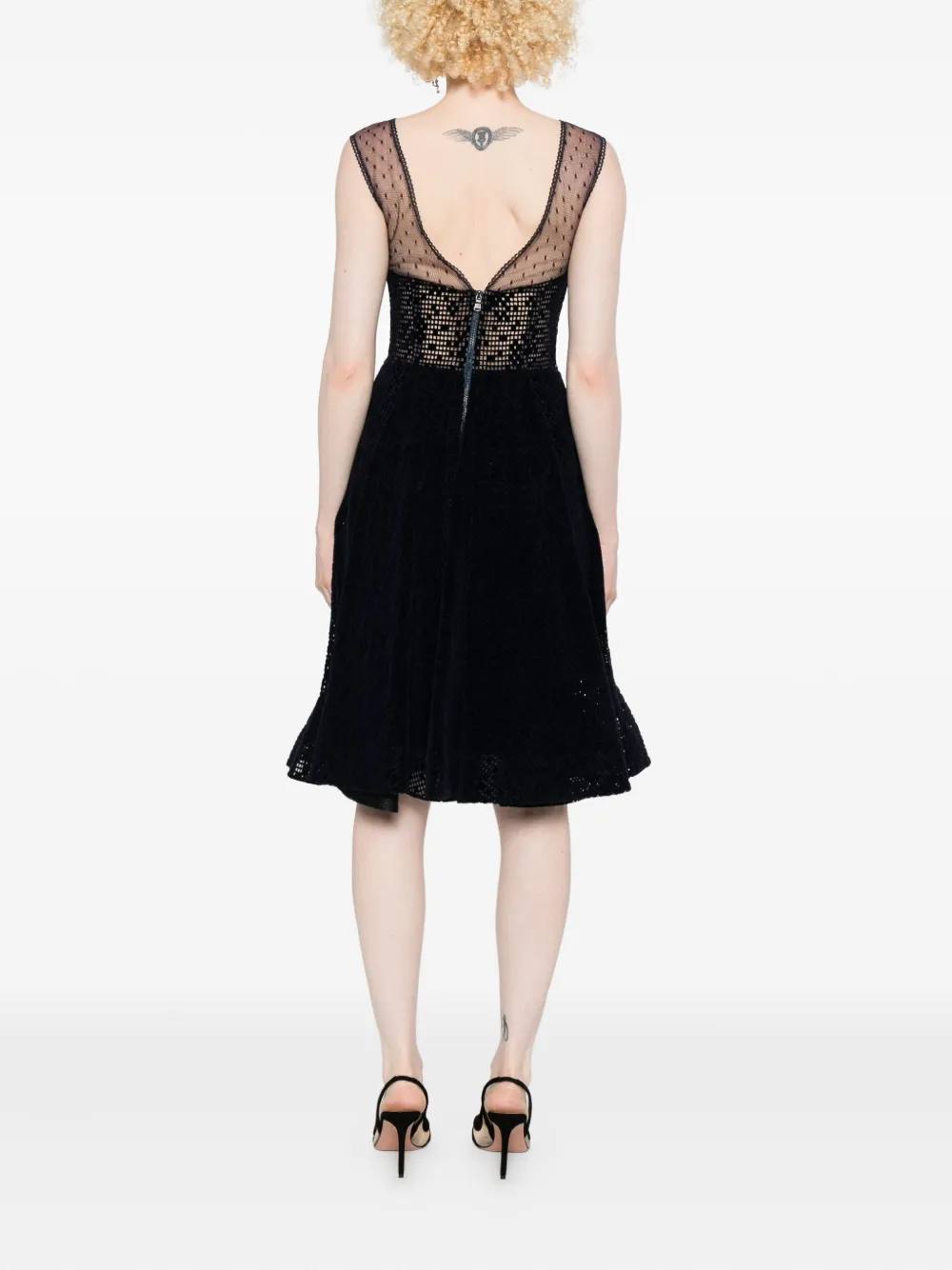 Gemy Maalouf Mesh-insert V-neck Mini Dress In Blue