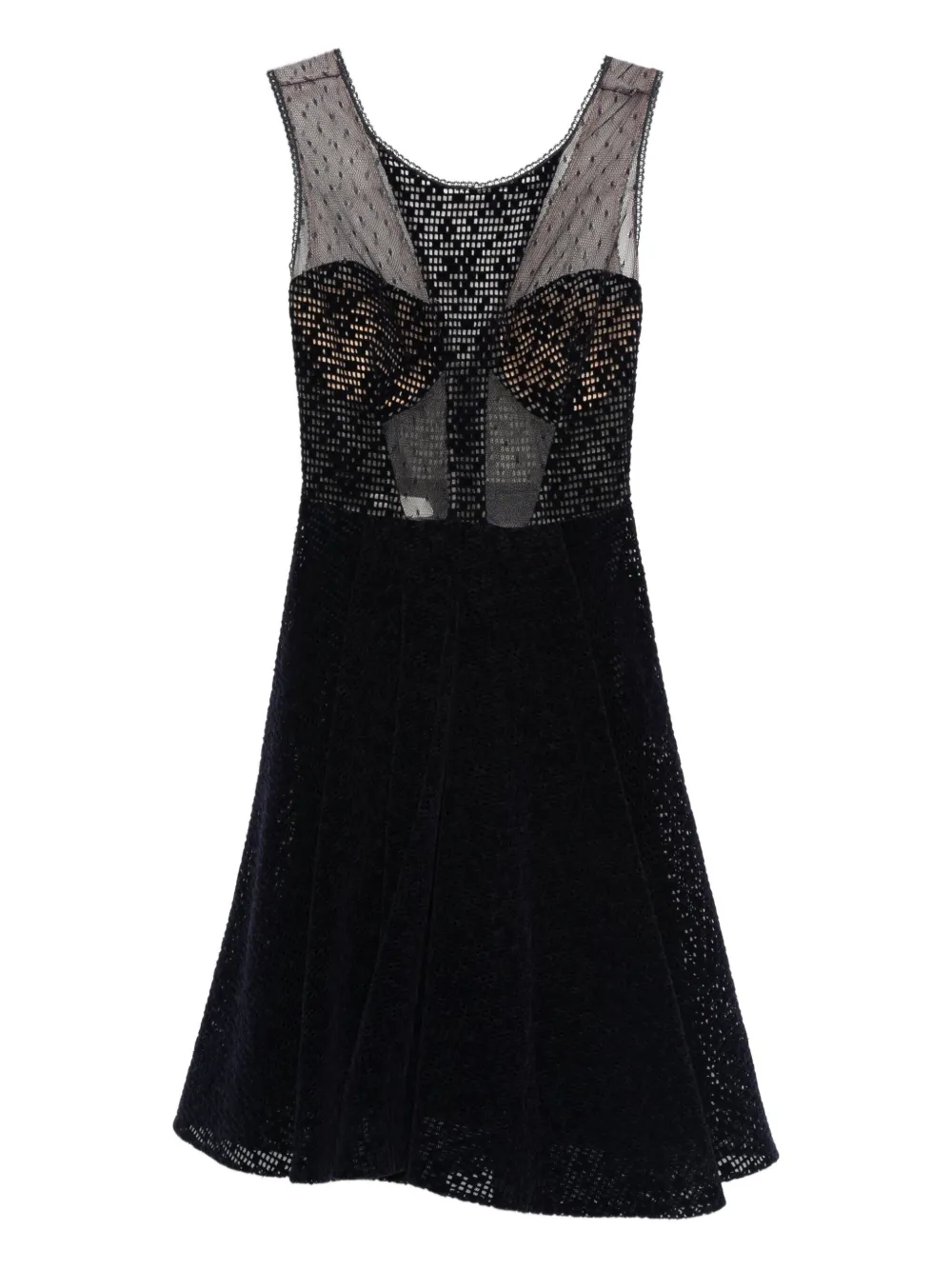 Gemy Maalouf Mesh-insert V-neck Mini Dress In Blue