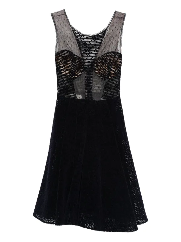 mesh beach dress cover up VENUS Mesh Trimmed Cover-Up Dress | Black
