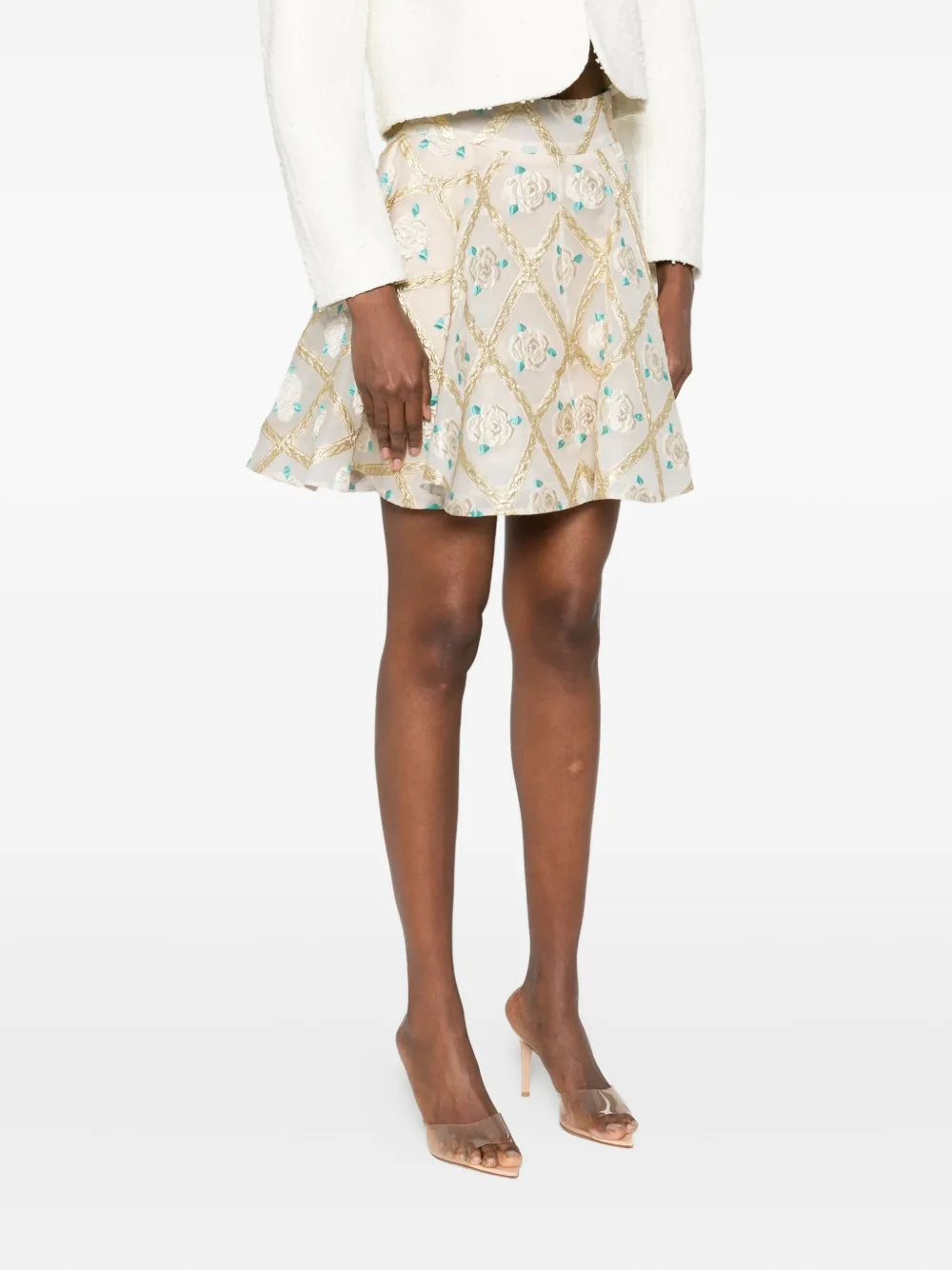 Gemy Maalouf Mini-rok met borduurwerk Beige