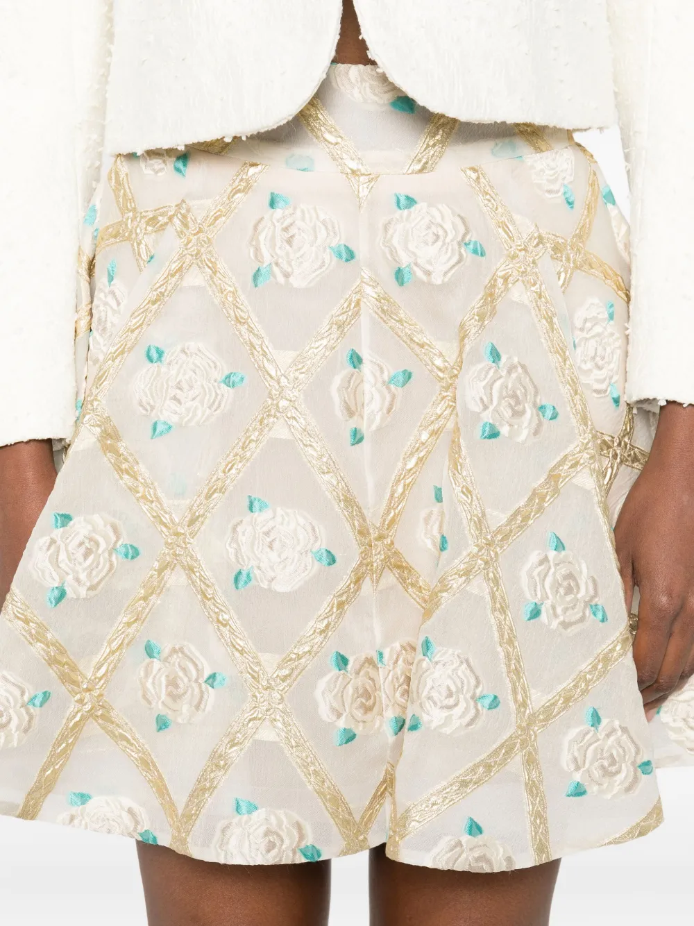 Gemy Maalouf Mini-rok met borduurwerk Beige