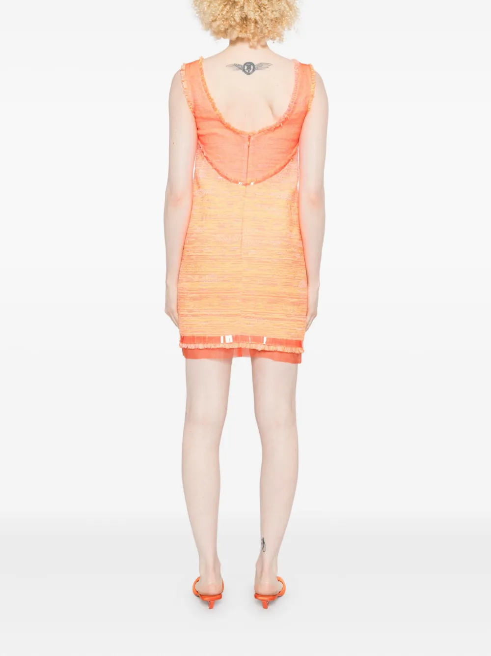 Gemy Maalouf Sequin-embellished Fringed Dress In Orange