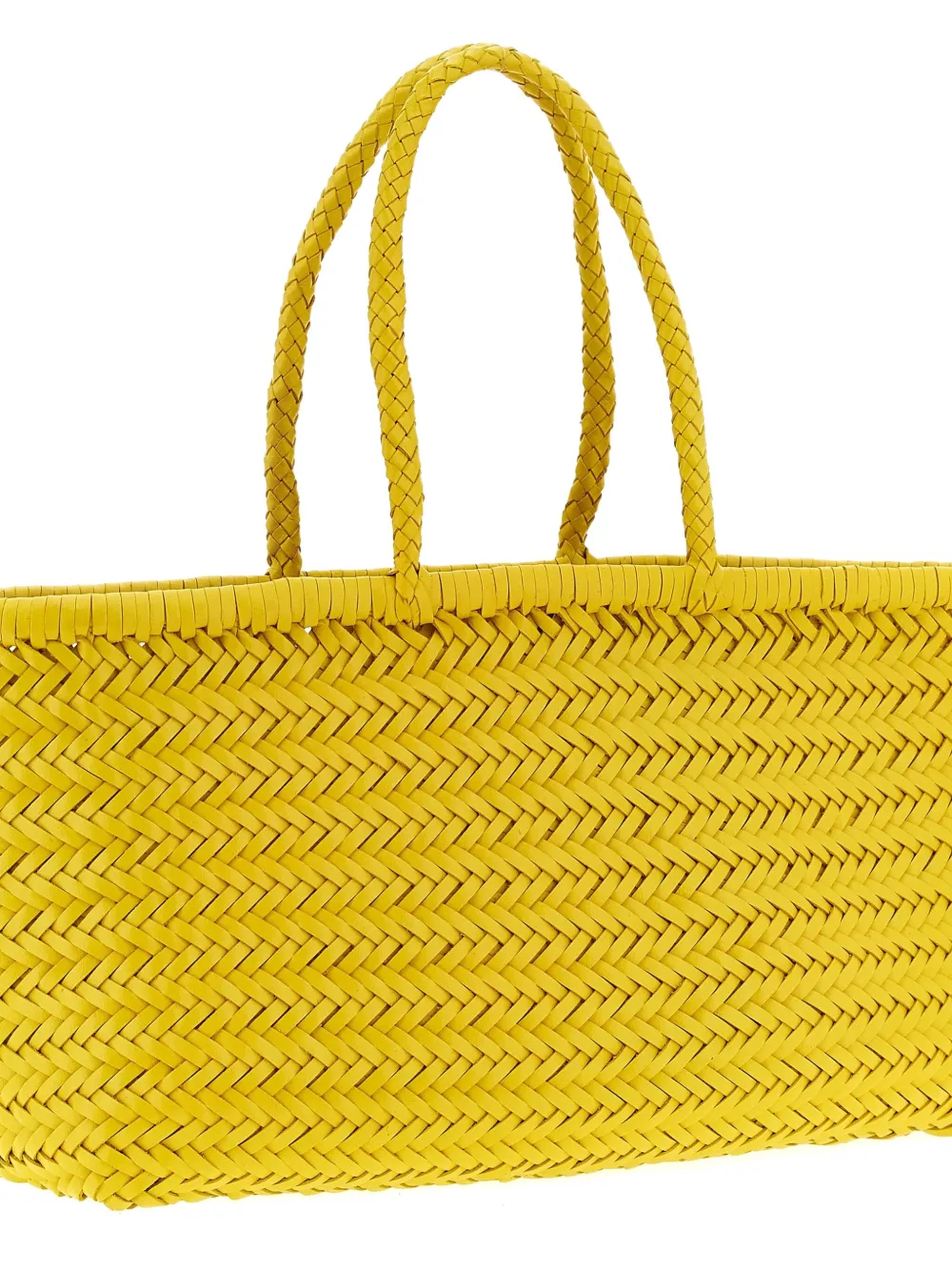 Dragon Diffusion Triple Jump Chevron-weave Shoulder Bag In Yellow