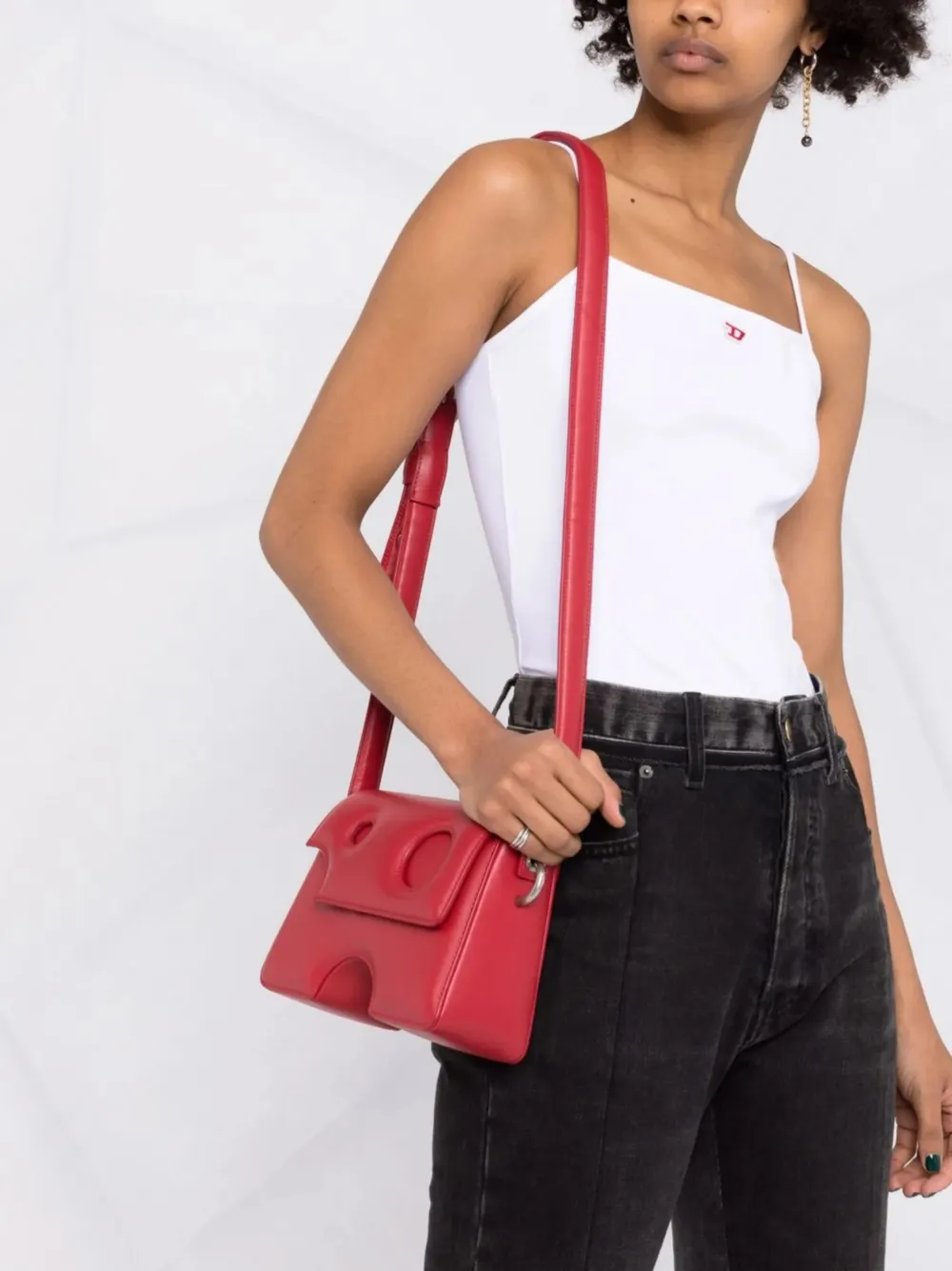 Diesel T-Hop-D tanktop met logo-applicatie Wit