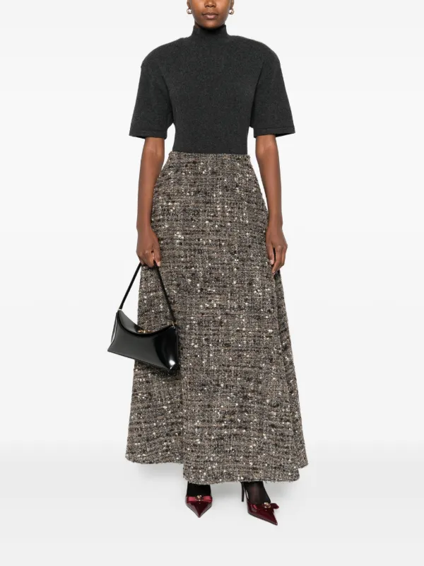 Giambattista Valli Tweed Boucle Skirt | Grey | FARFETCH
