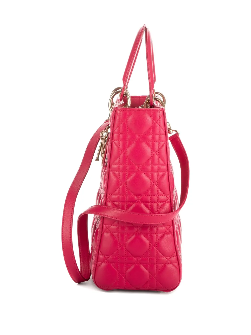 Dior Pre-owned Cannage Lady Dior Two-way Handbag in Pink, view 4