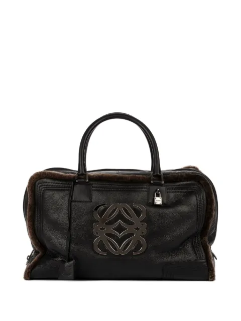 Loewe Pre-Owned shearling-trimmed leather bag