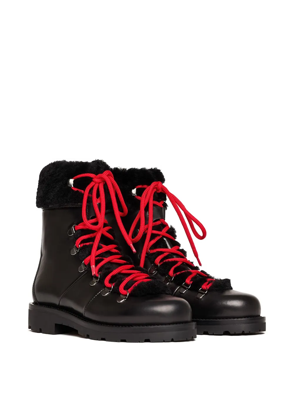 Scarosso lace-up shearling boots Black