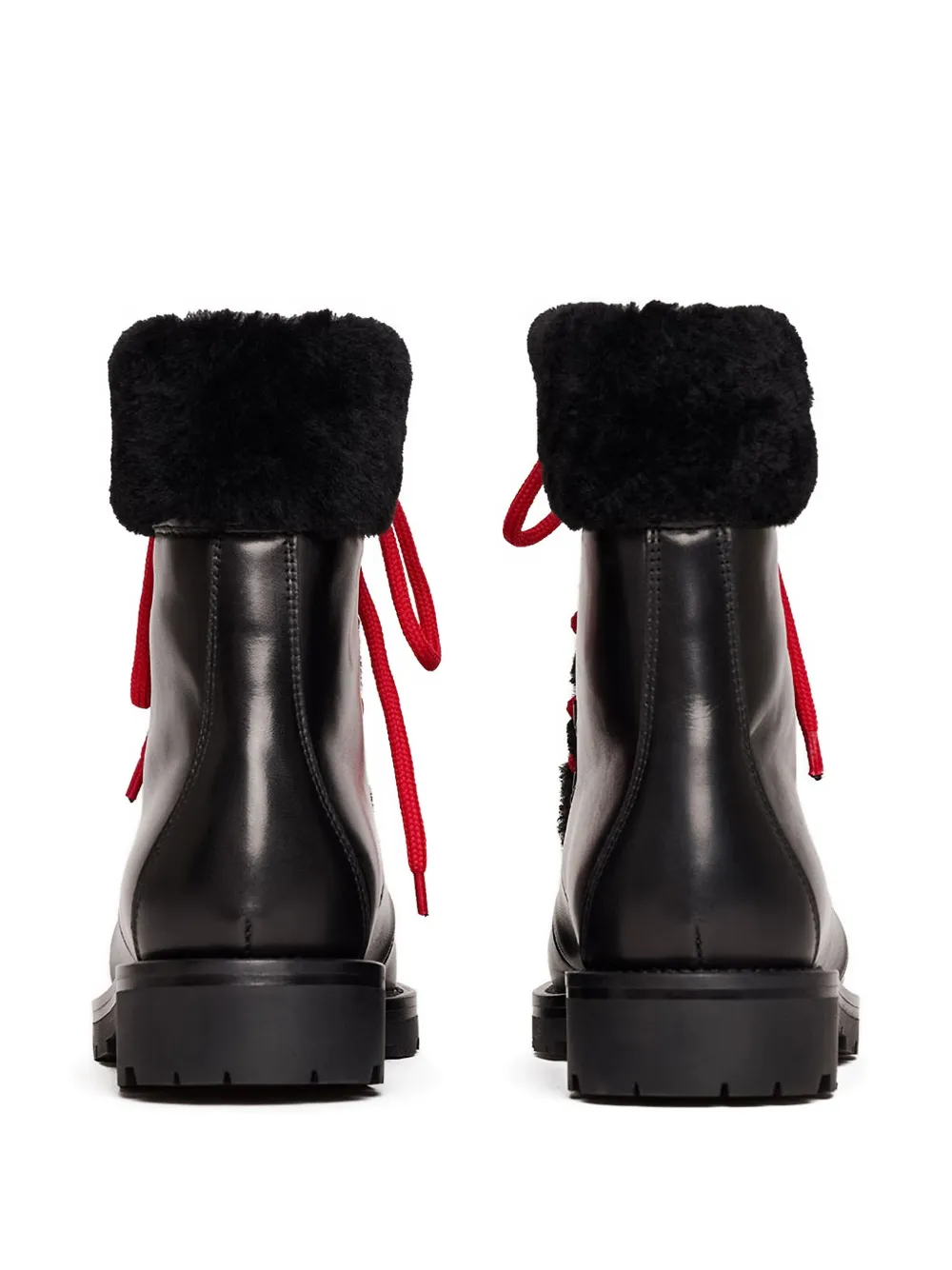 Scarosso lace-up shearling boots Black
