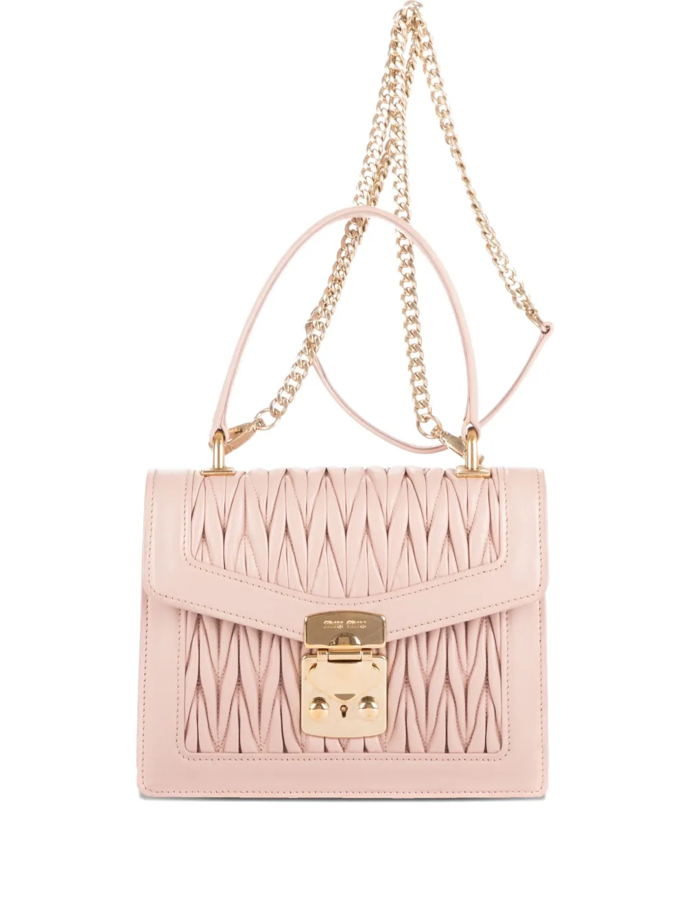 Miu Miu Pre-Owned pleated flap bag | Neutrals | Image 1