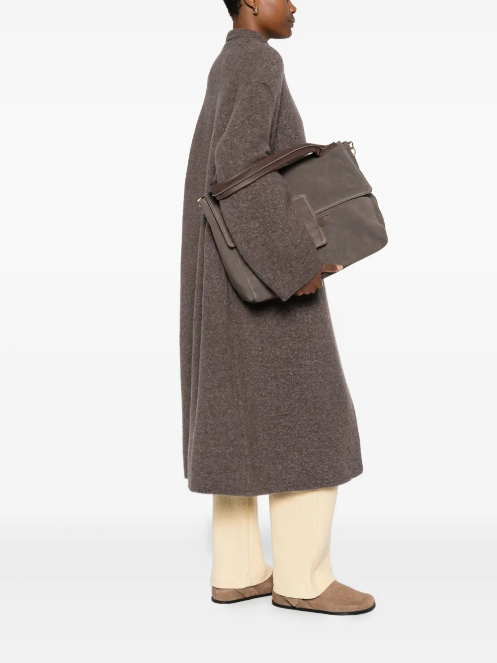 Caterina Lucchi Maria Flap-detail Leather Satchel In Brown